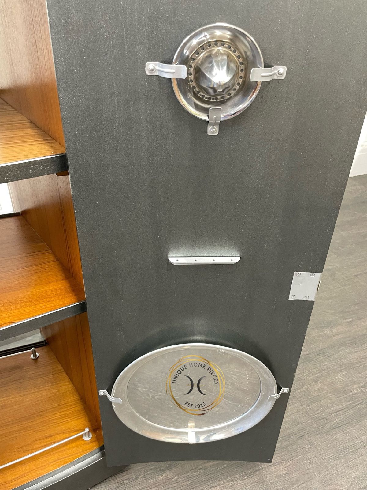 photo furniture Turnidge Of London Metamorphosis Bespoke Grey Silver Striped Coctail Cabinet/Mcm Bar