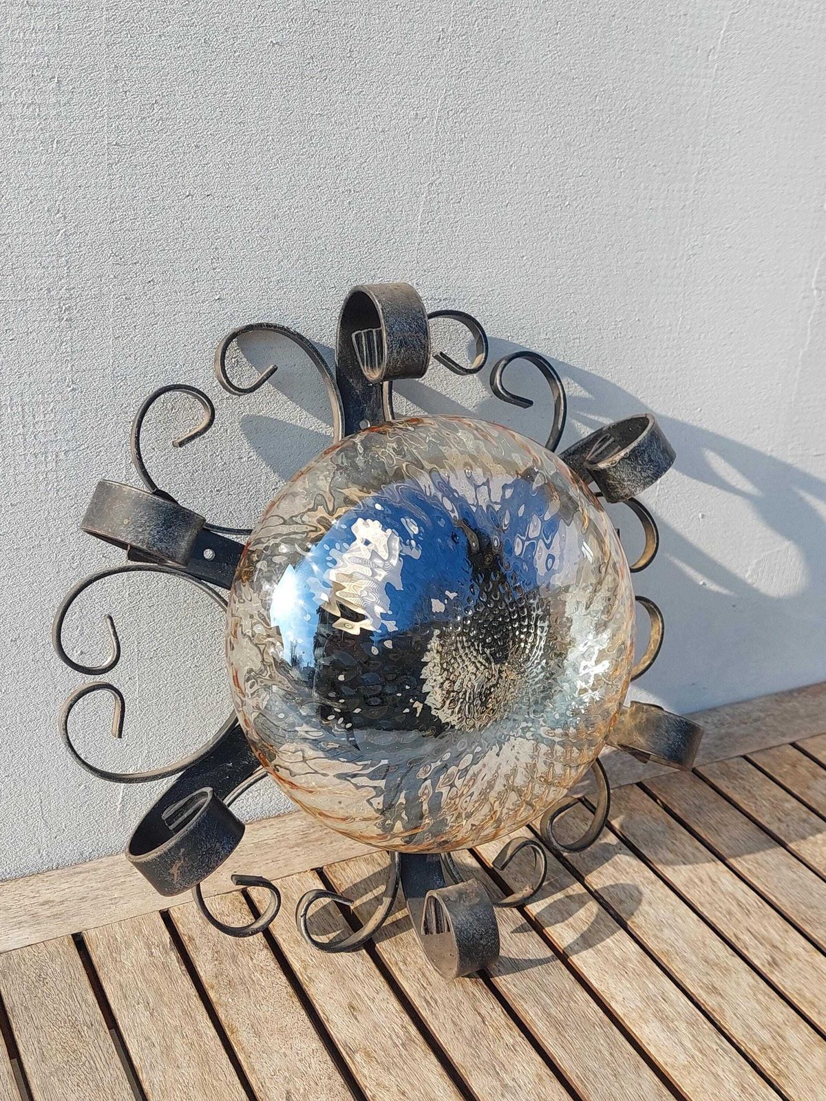 Brutalist Wall Lamp, Wrought Iron And Bubble Glass Wall Lamp, Brutalist, Mid Century Wall Lamp, Italy, 1980s photo buy