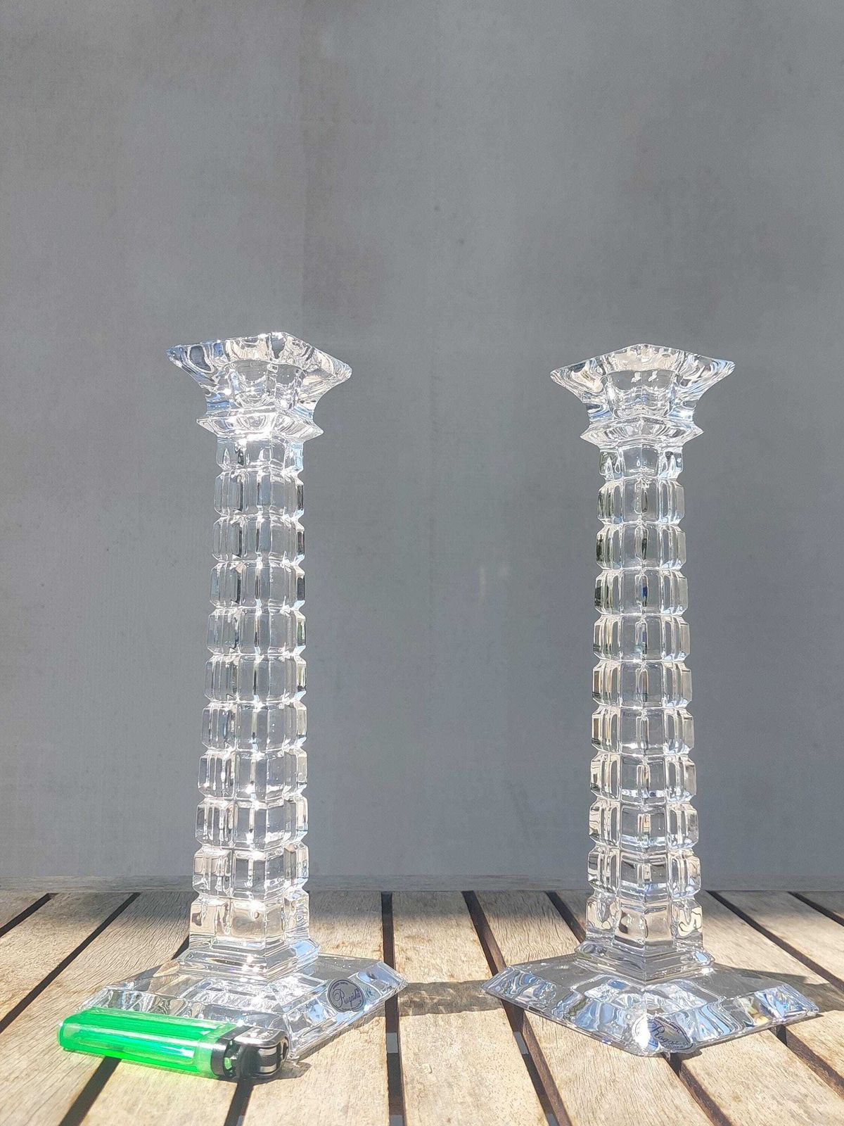 Pair Of Crystal Candle Holders, Mid Century Candlesticks, Vintage Crystal Candle Holders, Vintage Crystal, 1980's photo furniture