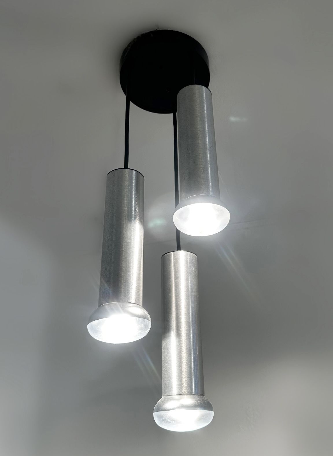 Mid Century Modern Thorn Lighting Tubular Steel Trio Ceiling Pendant, 1960 photo 345.0