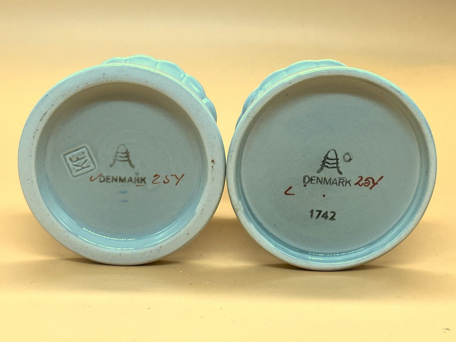 Pair Of Royal Copenhagen Porcelain Tureby Oranja Faience Candle Holders. photo Home Decor