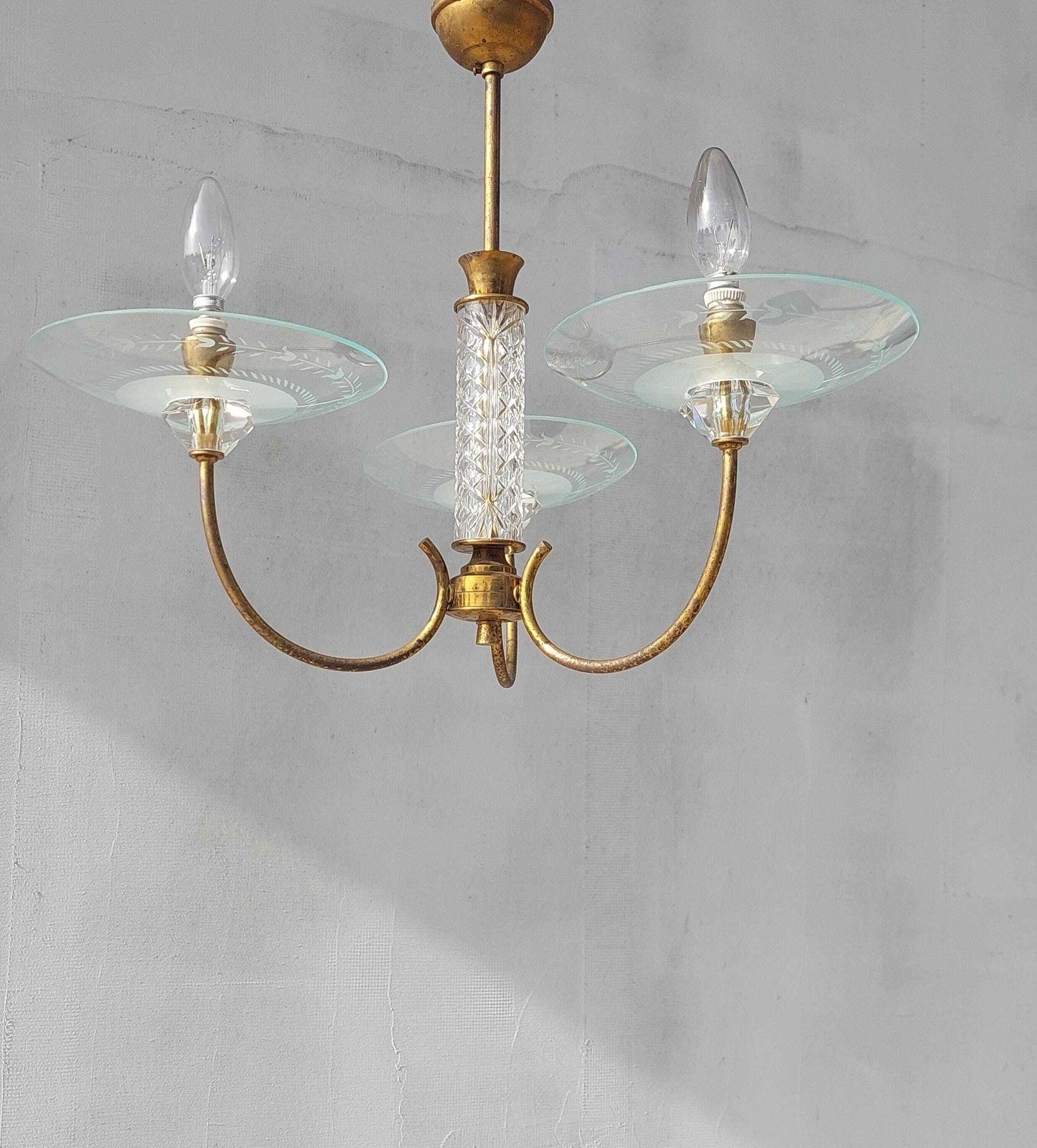 Ceiling Light Attributed To Pietro Chiesa For Fontana Arte, Vintage Chandelier, Fontana Arte, Pietro Chiesa, Art Deco, Italy, 1940s photo buy