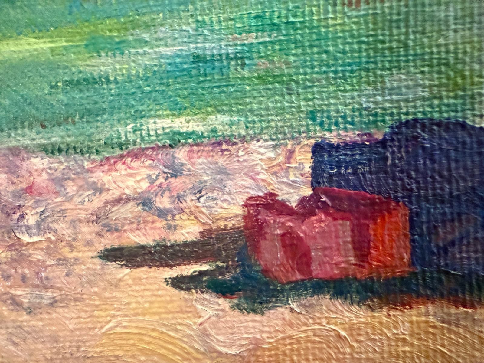 Bernadette Van Baarsen Turquoise, Blue And White Provençal Beach Scene. 'La Sigarette'.2025 photo vinterior