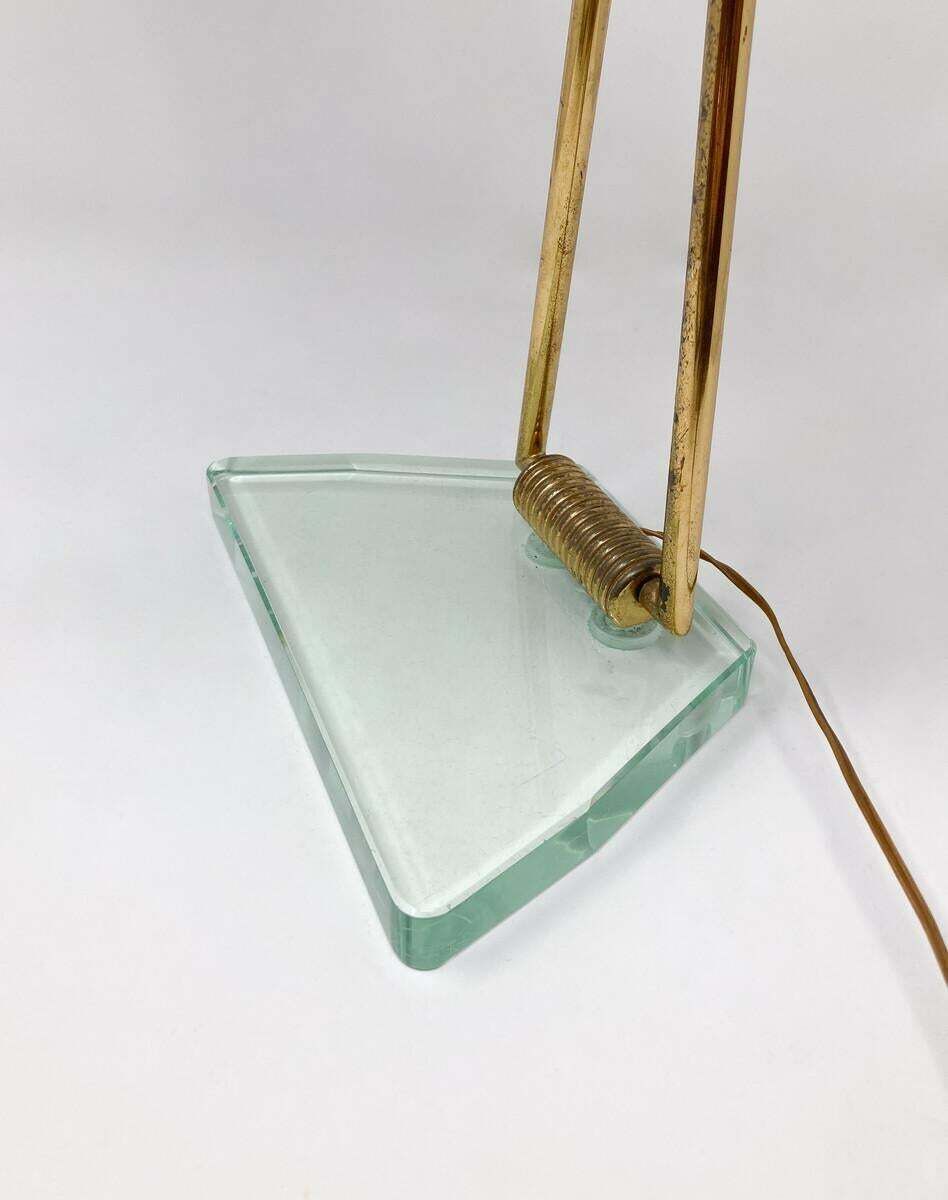 Mid Century Modern Glass & Brass Table Lamp Attributed To Pietro Chiesa, 1950s photo furniture