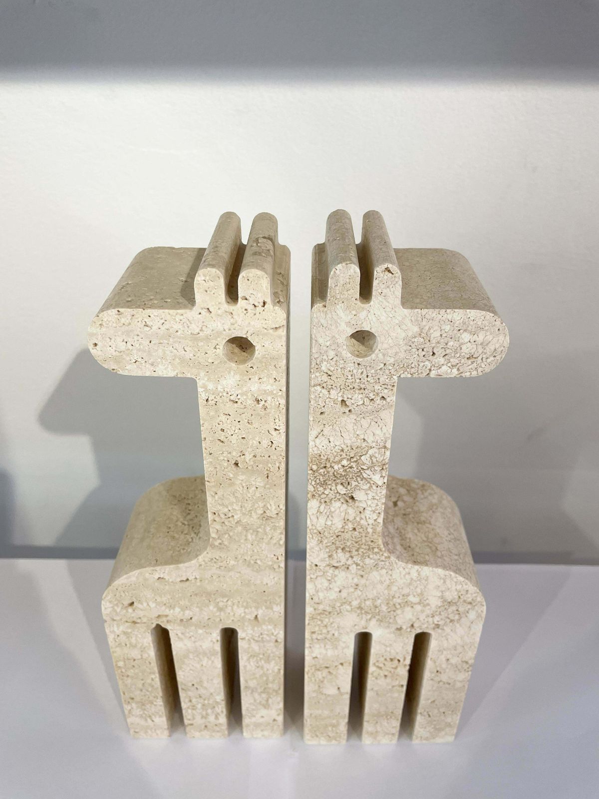 photo for sale Mid Century Pair Of Giraffe Bookends By Fratelli Mannelli, Travertine, 1970s