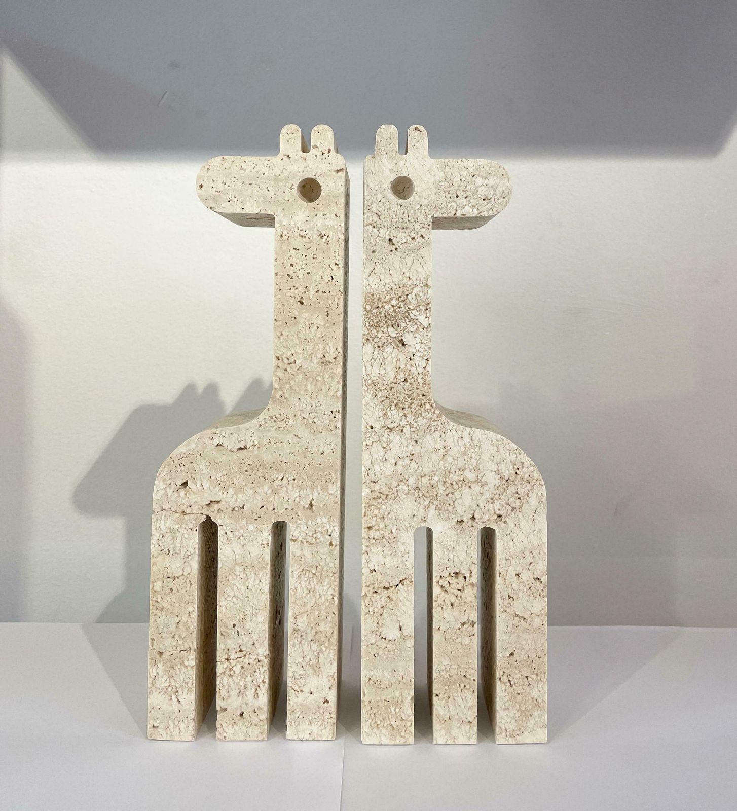 1349.0 Mid Century Pair Of Giraffe Bookends By Fratelli Mannelli, Travertine, 1970s photo