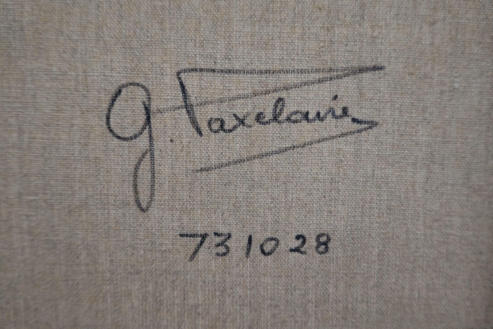 Georges Vaxelaire, Oil On Canvas "Composition Géométrique Orange", 1973, Belgium photo Art