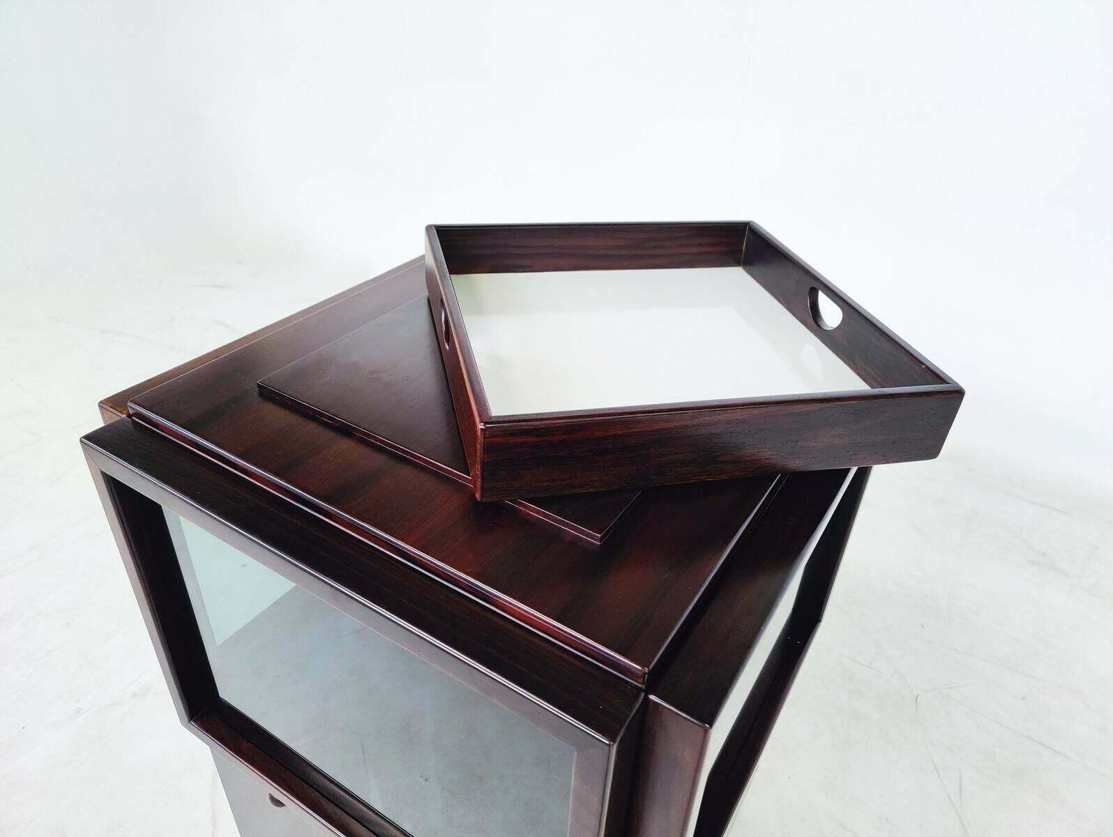 Mid Century Wooden Bar Cabinet On Wheels By Gianfranco Frattini For Bernini photo buy