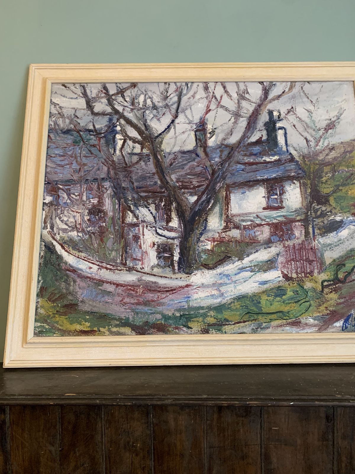 Oil On Canvas Of A Welsh Cottage Scheme ,Painted By An Artist From Haverfordwest . photo vinterior