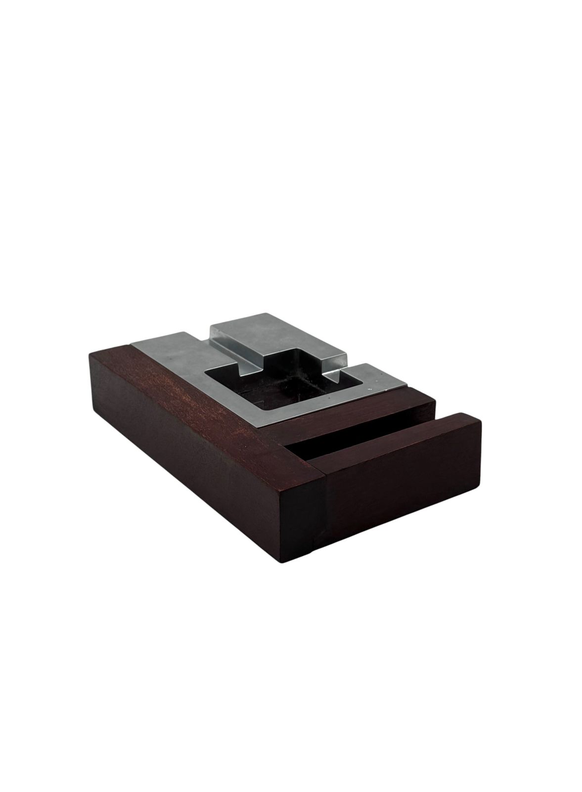 Home Decor Mid Century Modern Mahogany Ashtray, Alfred Dunhill Italy 1970s photo