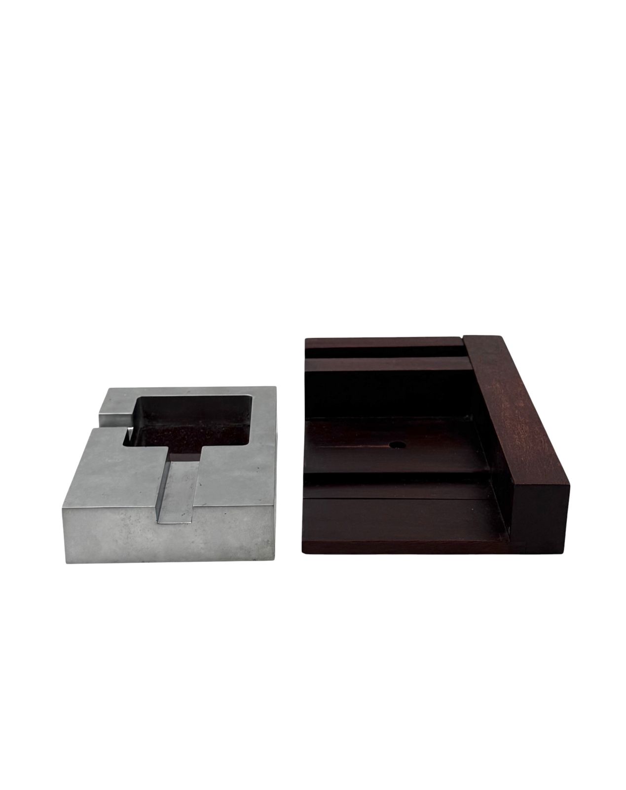 photo buy Mid Century Modern Mahogany Ashtray, Alfred Dunhill Italy 1970s