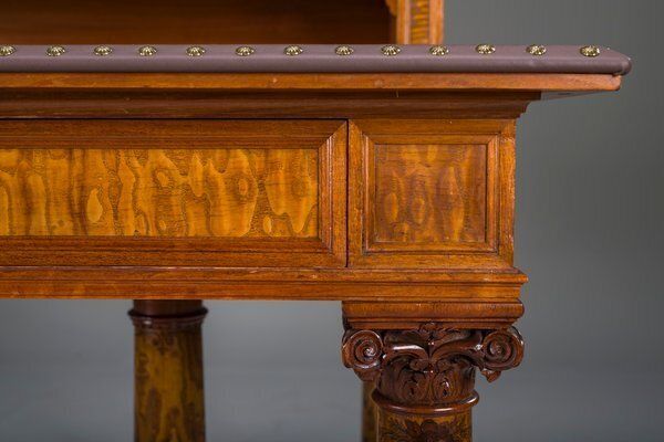 Wilhelmine Secretary In Walnut & Exotic Veneer With Leather Top photo Furniture