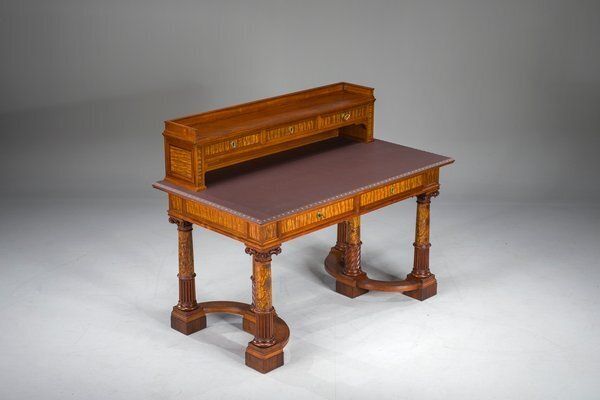 photo buy Wilhelmine Secretary In Walnut & Exotic Veneer With Leather Top
