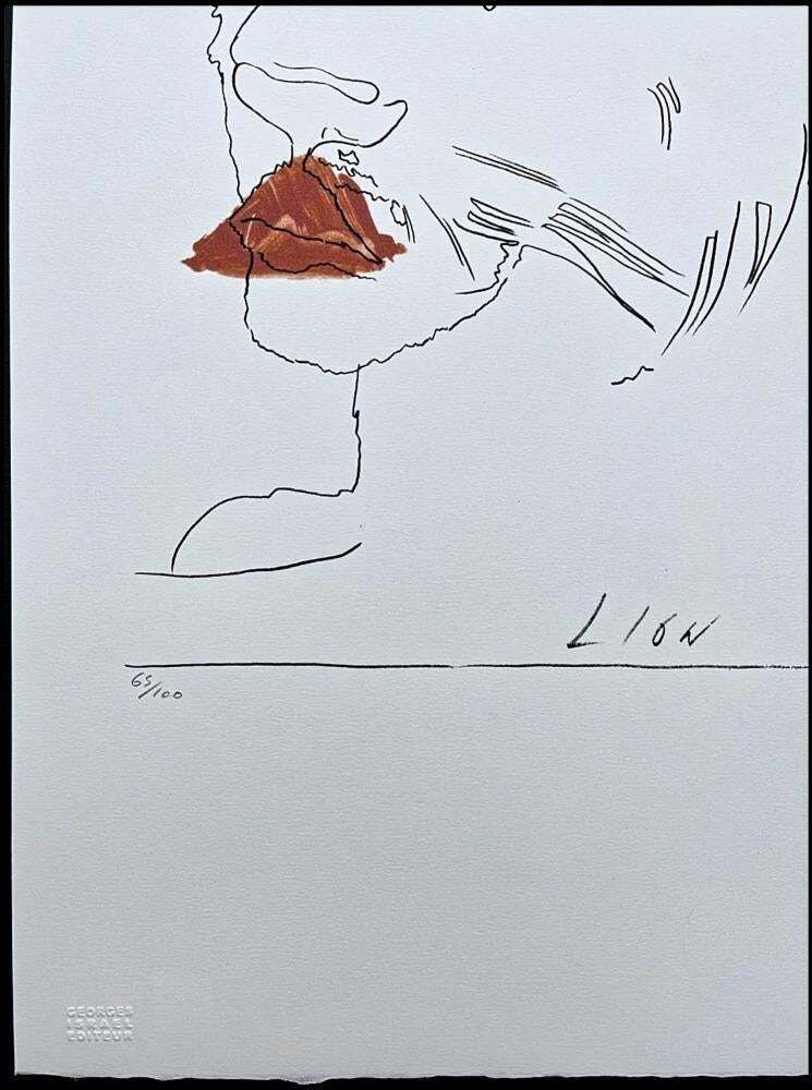 After Andy Warhol, Lion, 1980s, Lithograph photo furniture