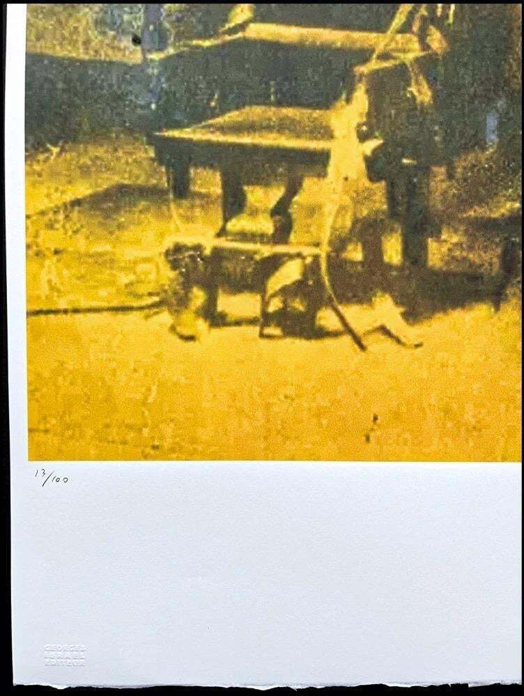 After Andy Warhol, Electric Chair Detail Yellow, 1980s, Lithograph photo furniture
