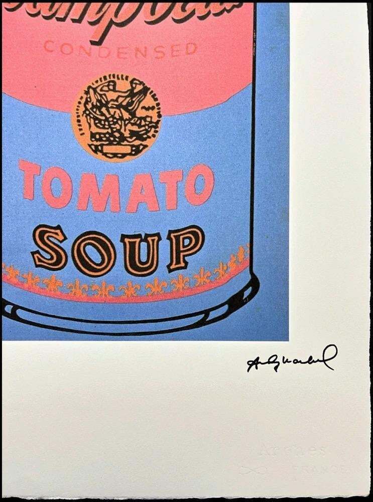 After Andy Warhol, Campbell's Soup Tomato Soup Blue Background, 1980s, Lithograph photo for sale