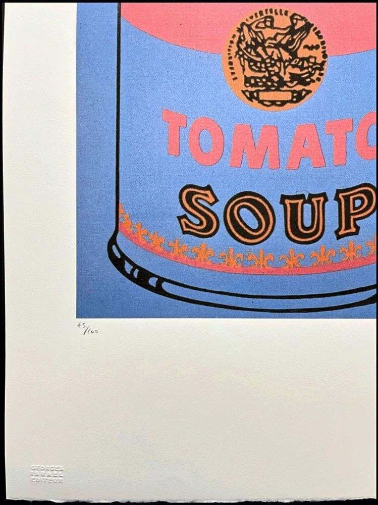 After Andy Warhol, Campbell's Soup Tomato Soup Blue Background, 1980s, Lithograph photo Art