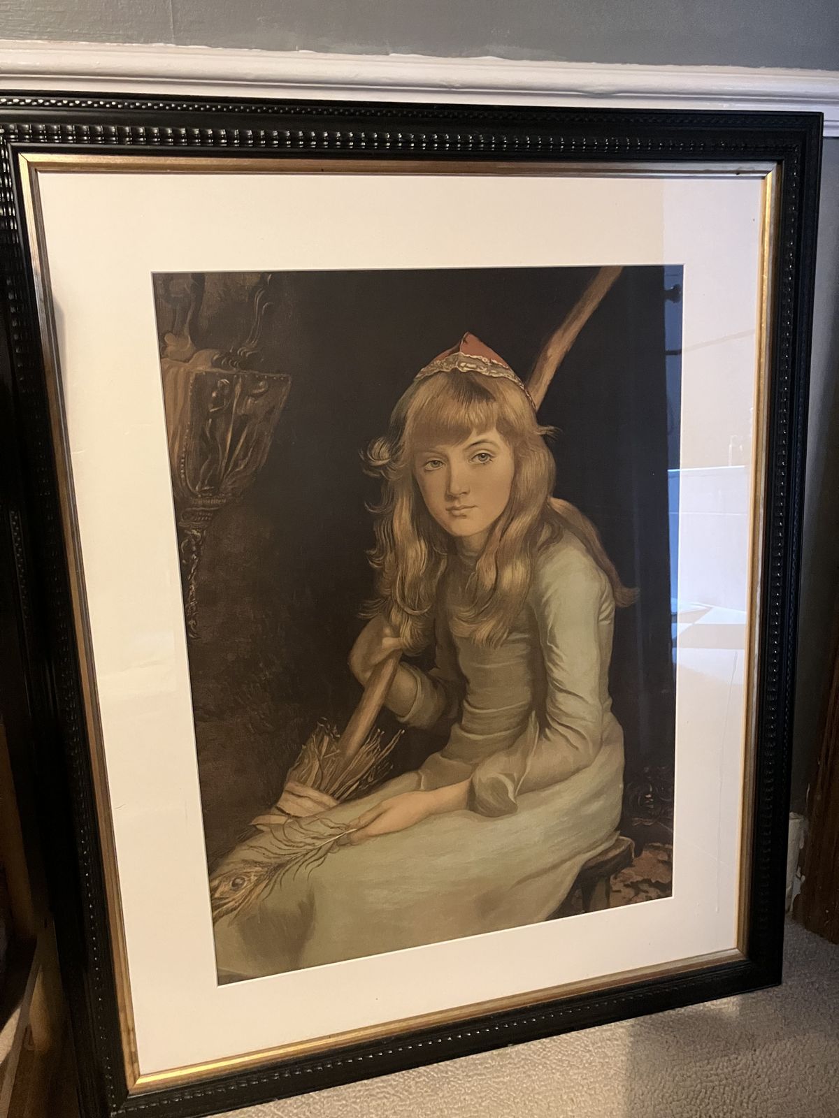 Magnificent Large Framed Cinderella Print Of Original By Sir John Everett Millais photo for sale