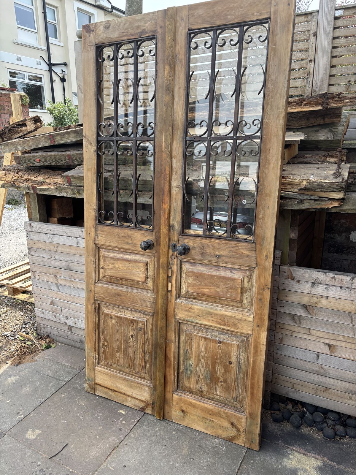 photo furniture Pair Of Antique French Doors Wih Beautiful Detailing And Metalwork