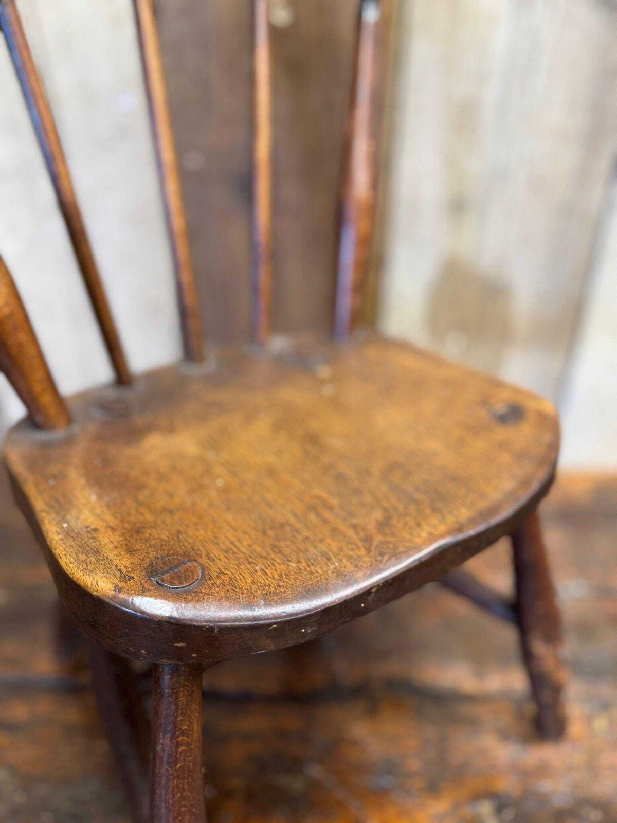 Antique Child’s Chair With Oak Seat – Nursery Book Display Plant Stand Chair A photo Furniture