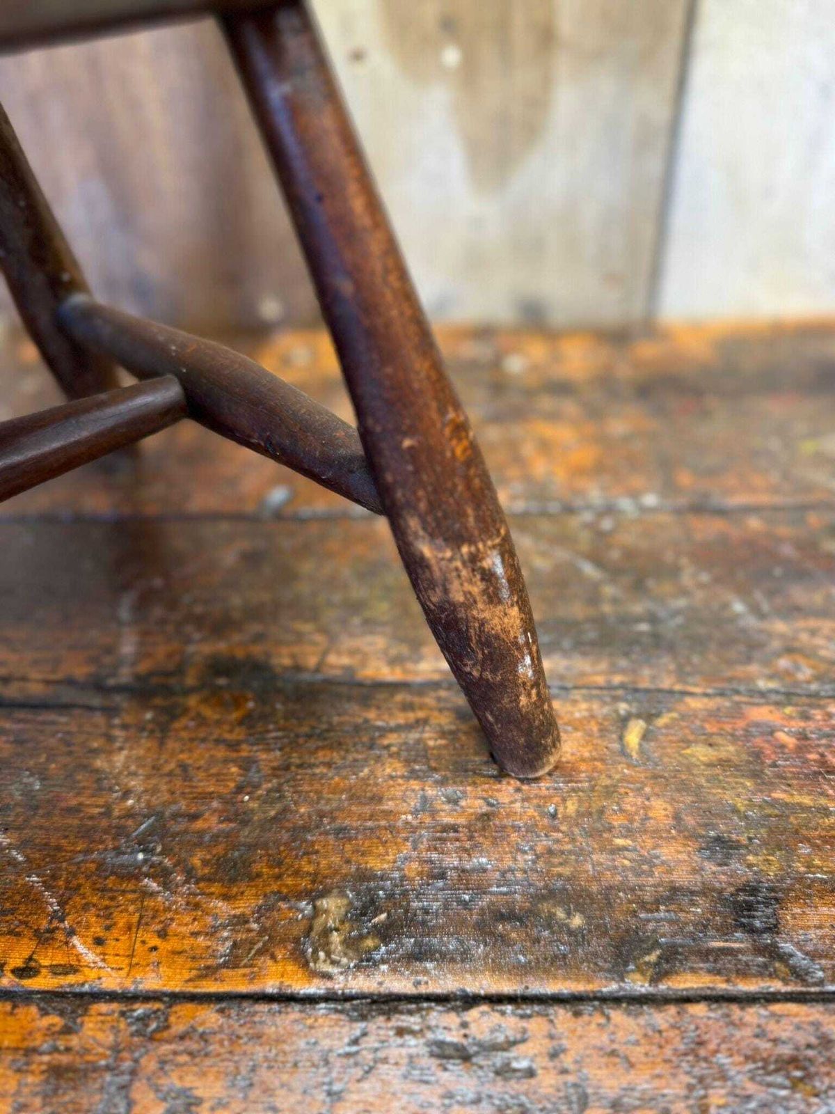 Antique Child’s Chair With Oak Seat – Nursery Book Display Plant Stand Chair A photo vinterior