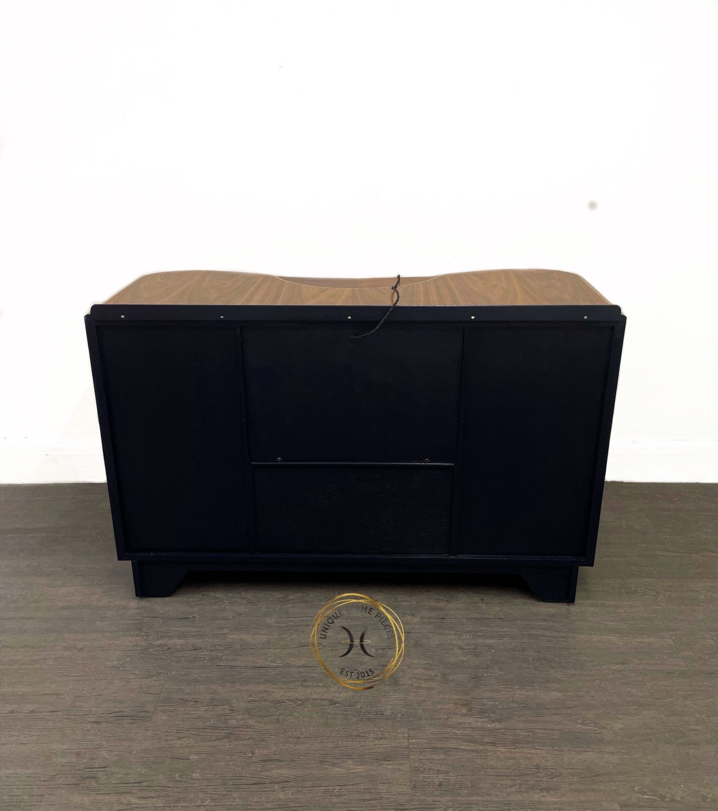 Beautility Navy Blue Gold Walnut 1950s Cocktail Cabinet photo buy