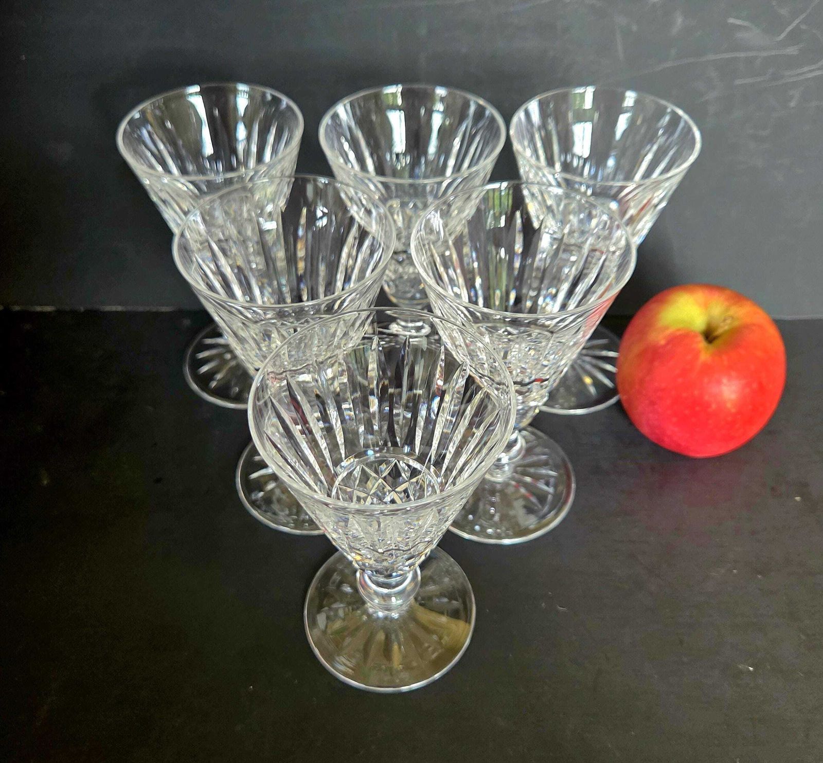 Set Of 6 Vintage Waterford Crystal Sherry Or Port Glasses In The Tramore Pattern, Handblown And Cut, Ireland photo vinterior