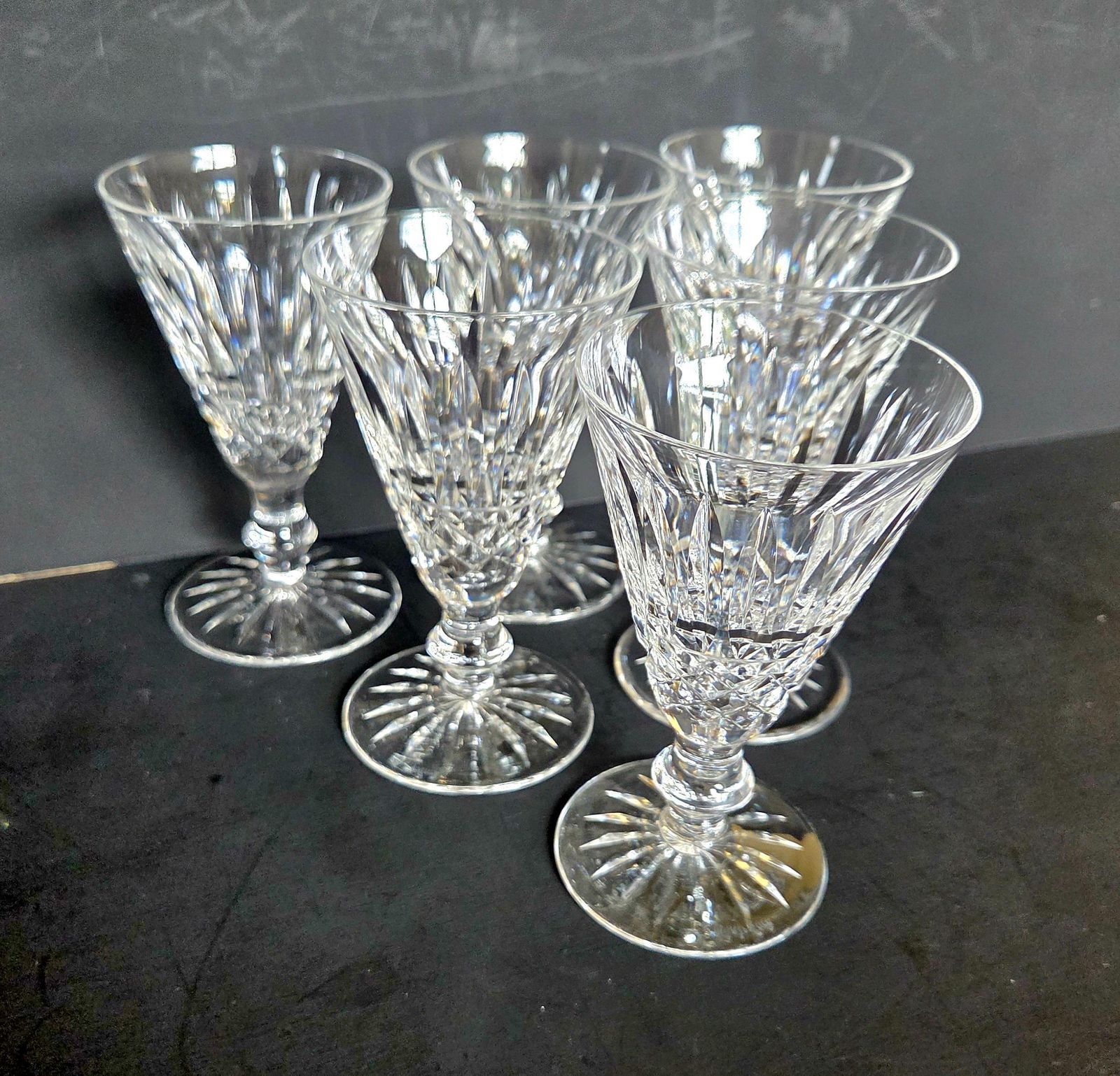 Set Of 6 Vintage Waterford Crystal Sherry Or Port Glasses In The Tramore Pattern, Handblown And Cut, Ireland photo buy