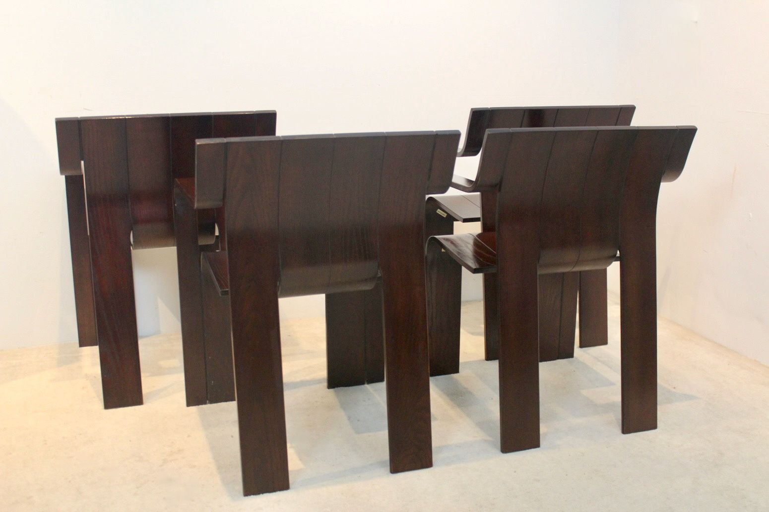 Set Of Four ‘Strip’ Dining Chairs With Armrests By Gijs Bakker For Castelijn photo 5350.0