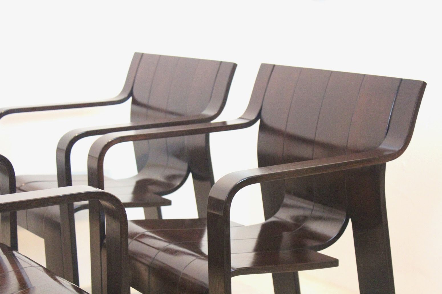 Set Of Four ‘Strip’ Dining Chairs With Armrests By Gijs Bakker For Castelijn photo vintage