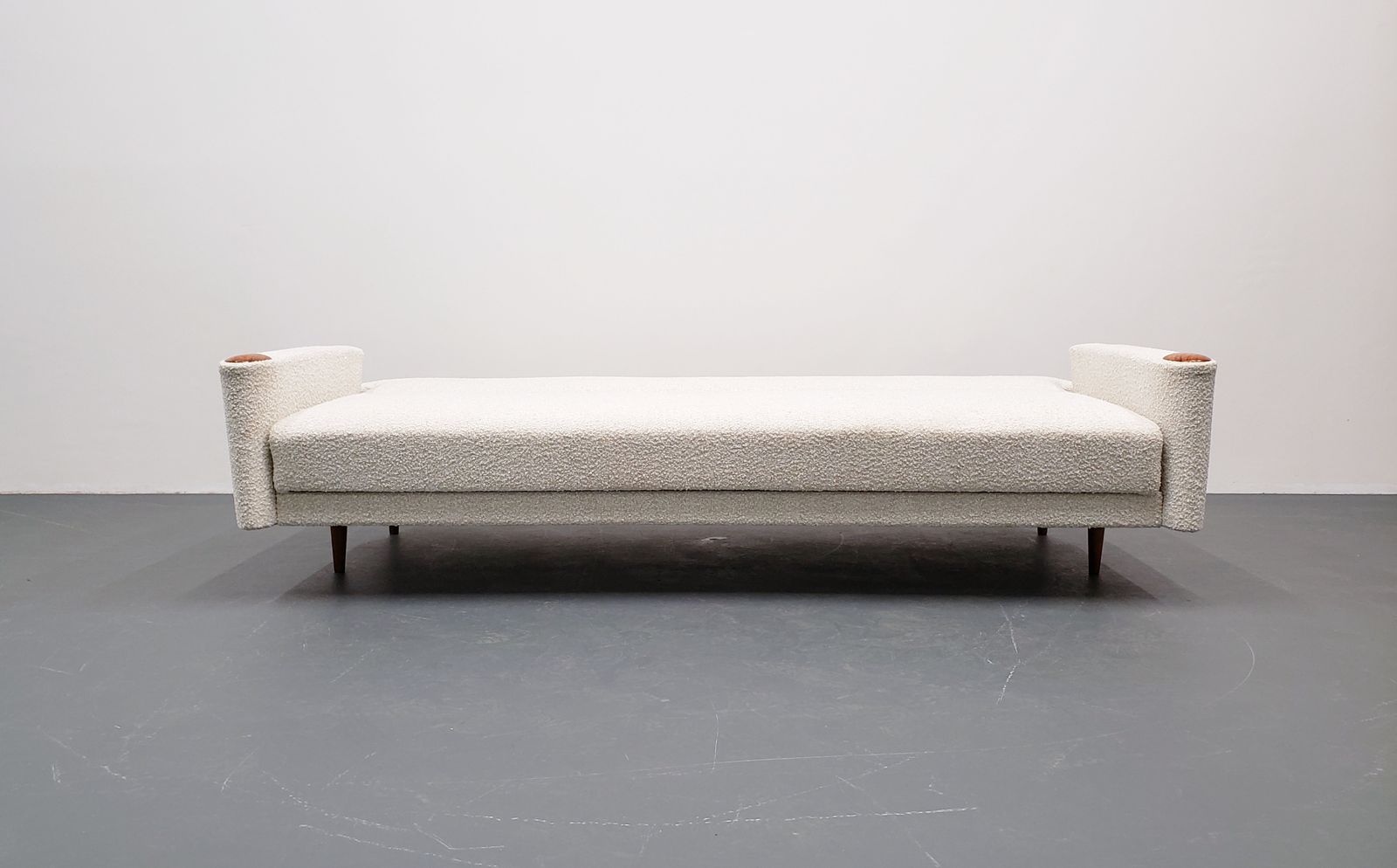 Mid Century Danish Sofa In Premium Ivory Boucle photo buy
