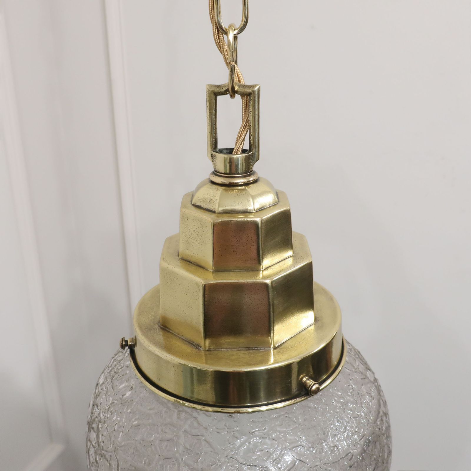Art Deco Crackle Glass Pendant Light photo vinterior