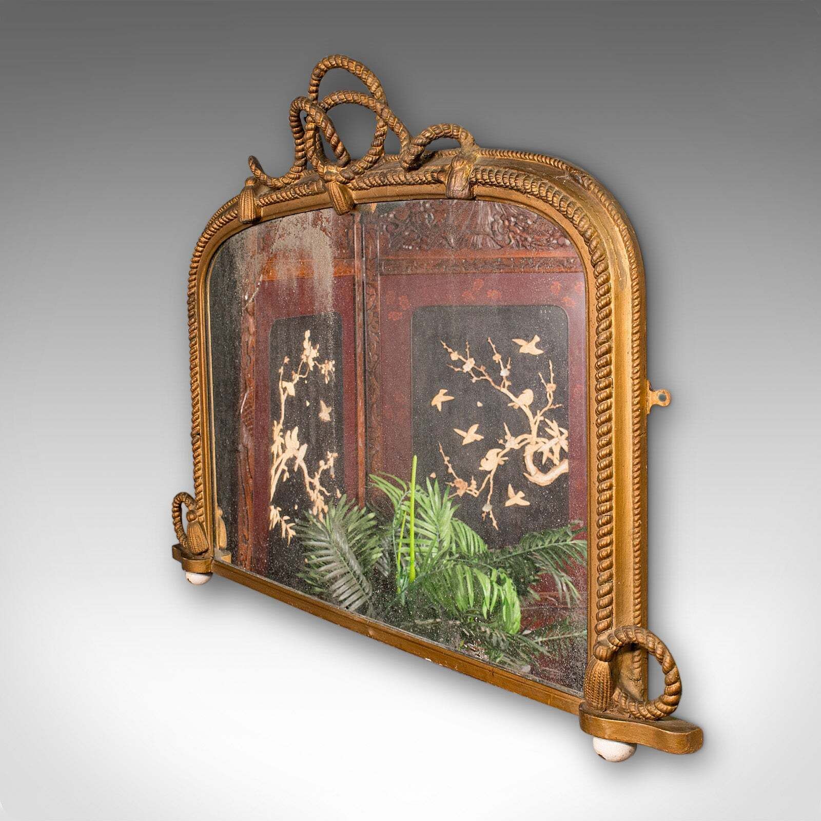 Large Antique Overmantle Mirror, English, Giltwood, Nautical Taste, Victorian photo for sale