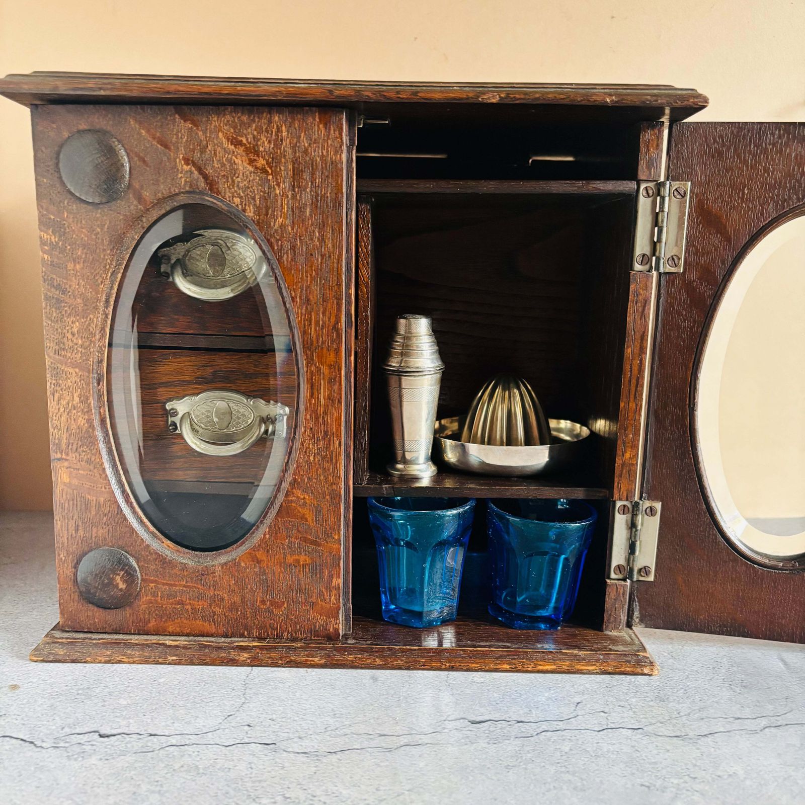 Arts & Crafts Oak Smokers Display Cabinet photo furniture