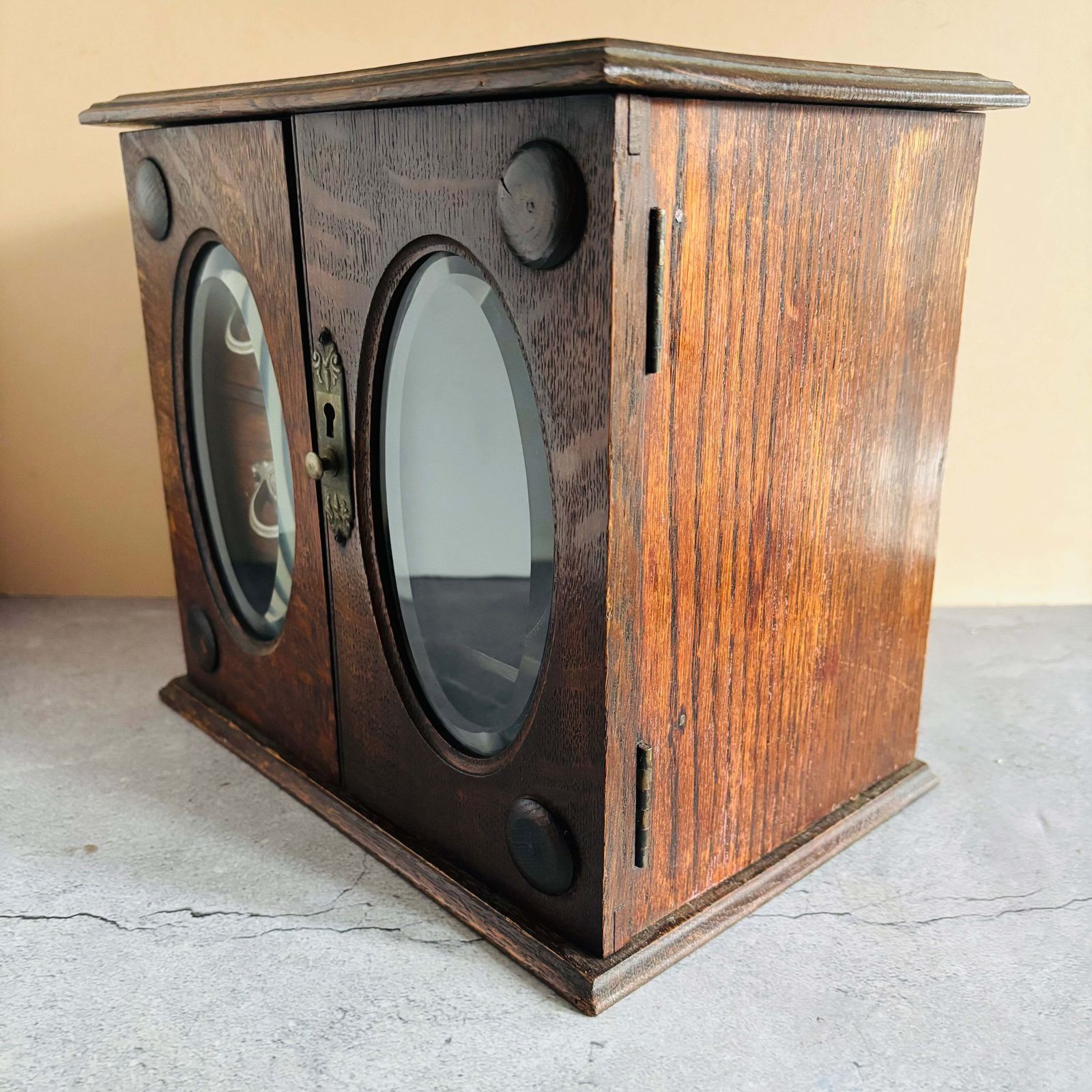 Furniture Arts & Crafts Oak Smokers Display Cabinet photo