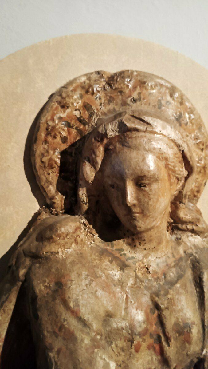Madonna In Papier Mâché And Stucco 18th Century Italy photo vintage