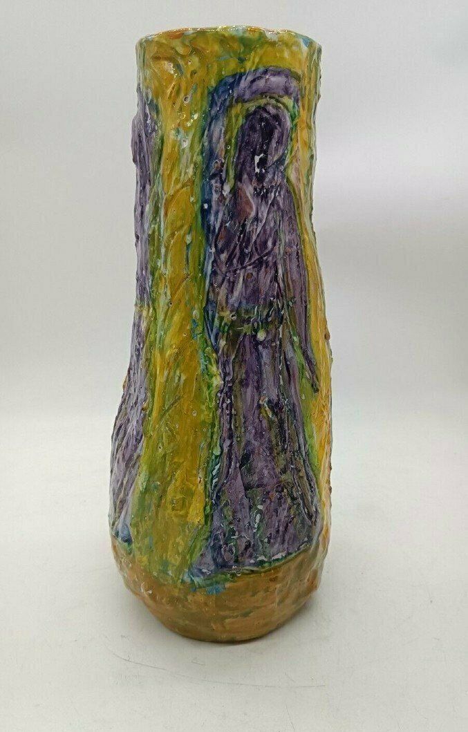 Figurative Art Majolica Vase Dated 1957 Signed Agostino Pastene   Rapallo (1907 ?)