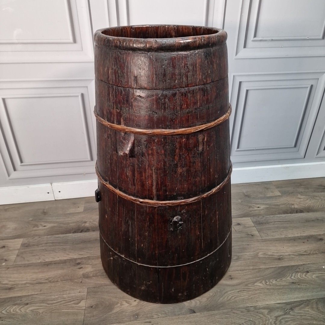 Antique Solid Wood Butter Barrel Plant Stick Umbrella Stand Chinese Baby Warmer photo furniture