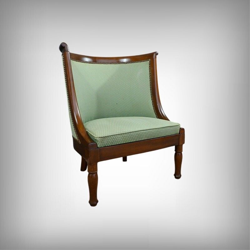 Mahogany Gondola Fireside Chair, Empire Style – 19th Century