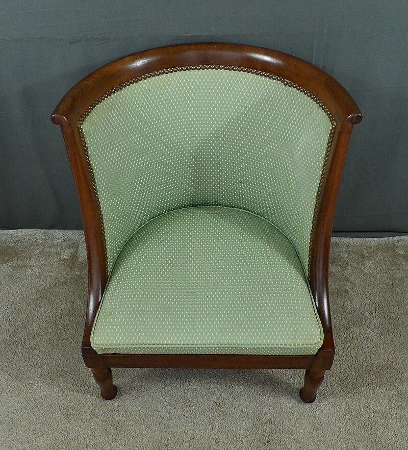 Mahogany Gondola Fireside Chair, Empire Style – 19th Century photo Furniture