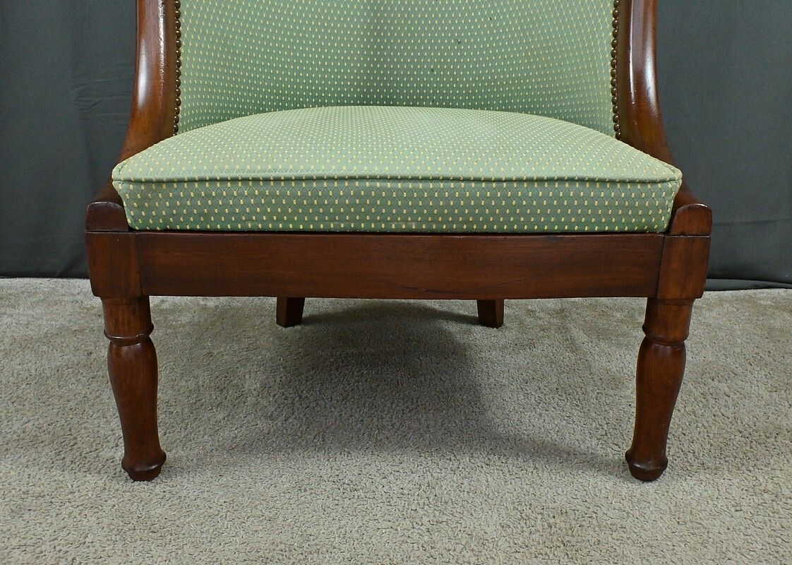 Mahogany Gondola Fireside Chair, Empire Style – 19th Century photo buy