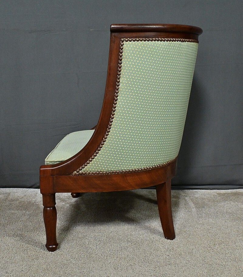 Furniture Mahogany Gondola Fireside Chair, Empire Style – 19th Century photo