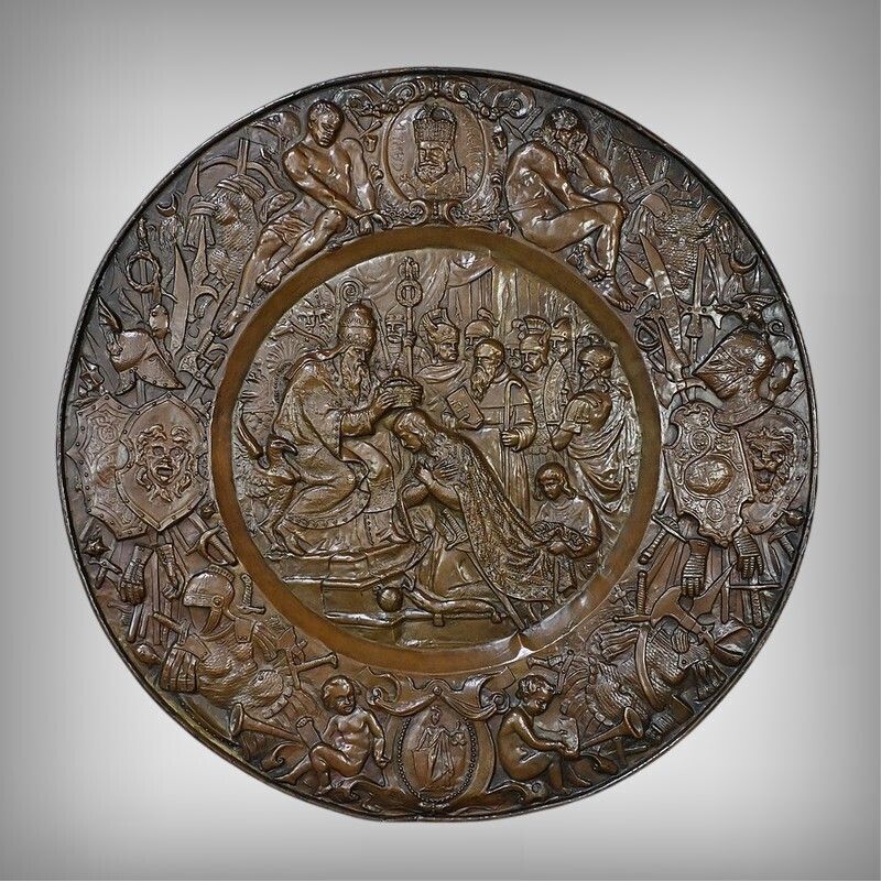 Pair Of Important “Charlemagne” Embossed Copper Trays – Late 19th Century photo furniture