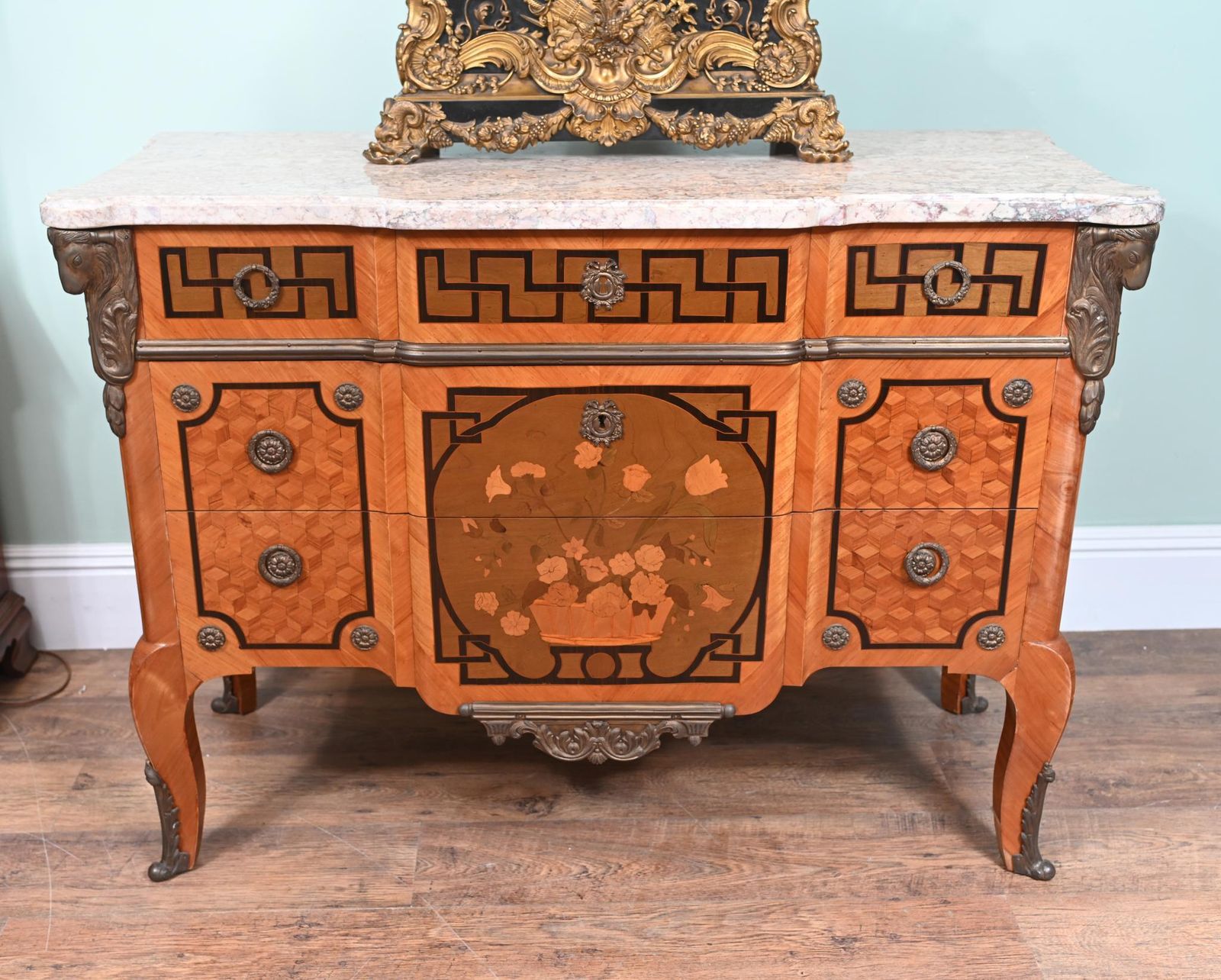 Louis XV Commode Chest Marquetry Inlay 1880 photo Furniture