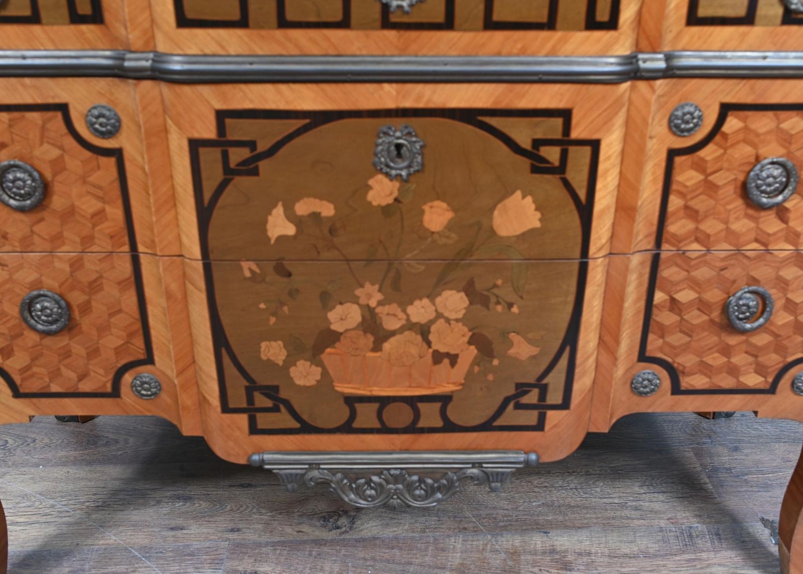 Louis XV Commode Chest Marquetry Inlay 1880 photo vinterior