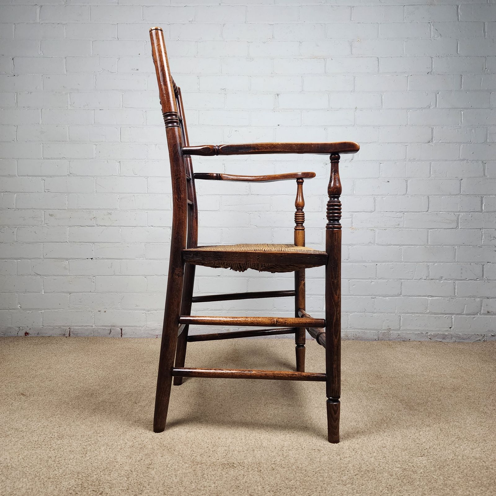 A George III Elm And Fruitwood Spindle Back Carver Chair photo Furniture