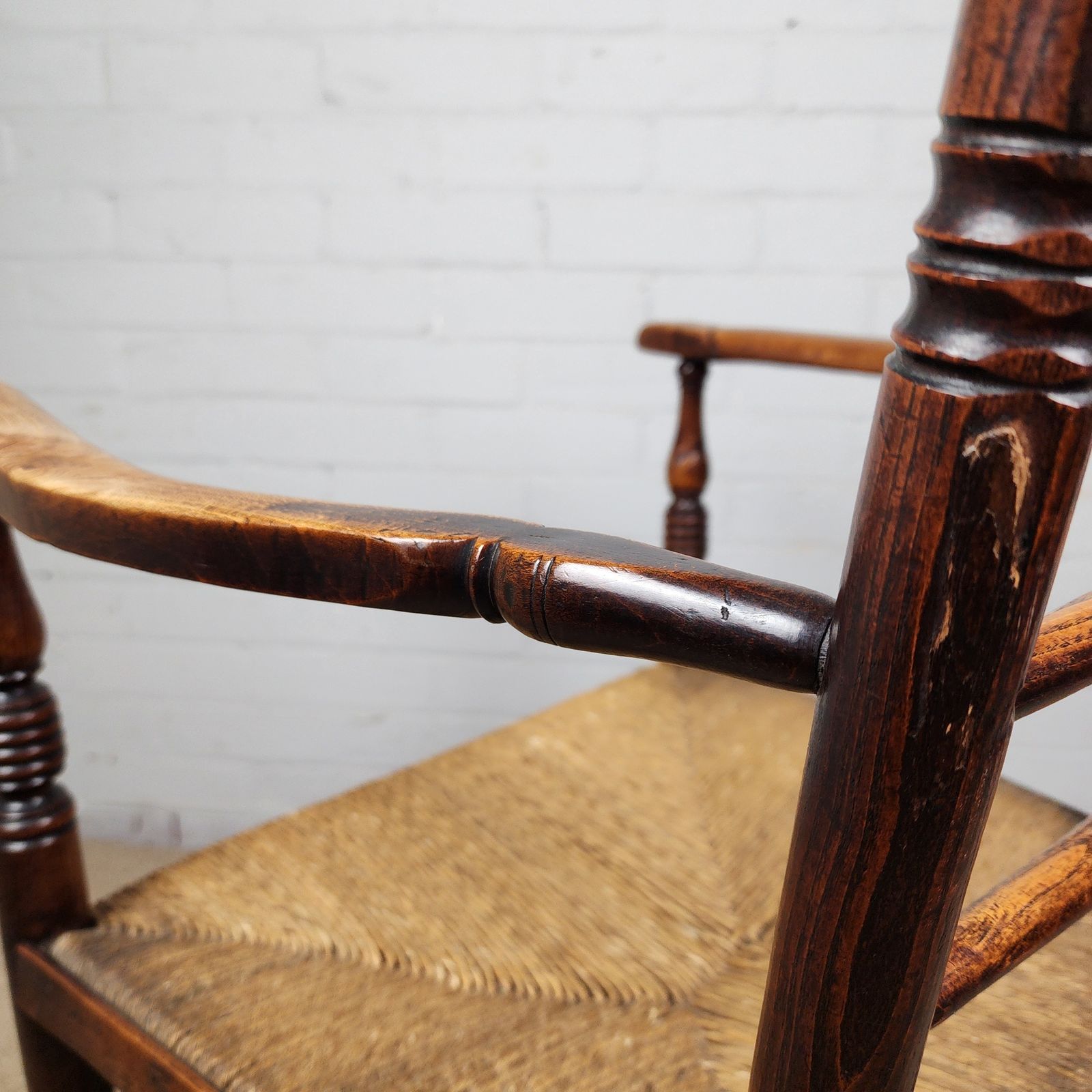 750.0 A George III Elm And Fruitwood Spindle Back Carver Chair photo