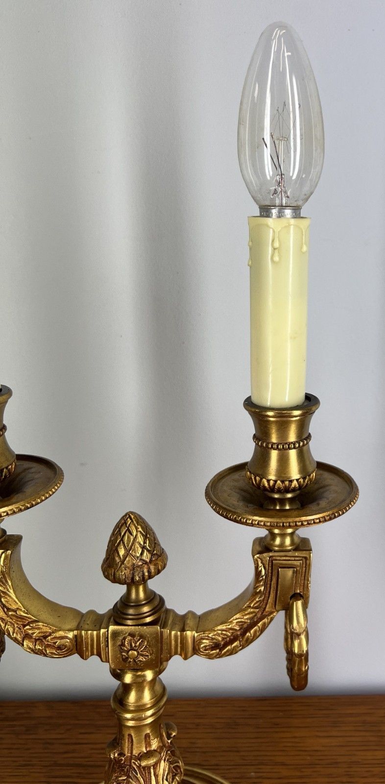 Lamp Vintage French Brass Two Arm Candelabra Light Gilded Detail Lot 4068 photo buy