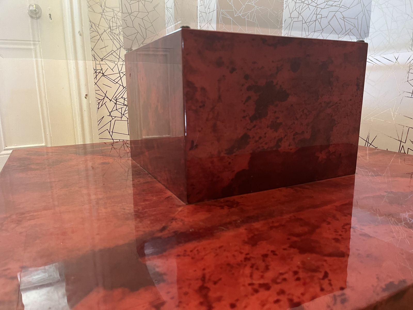 Stunning Red Parchment Centre Coffee Table C1960 By Aldo Tura photo for sale