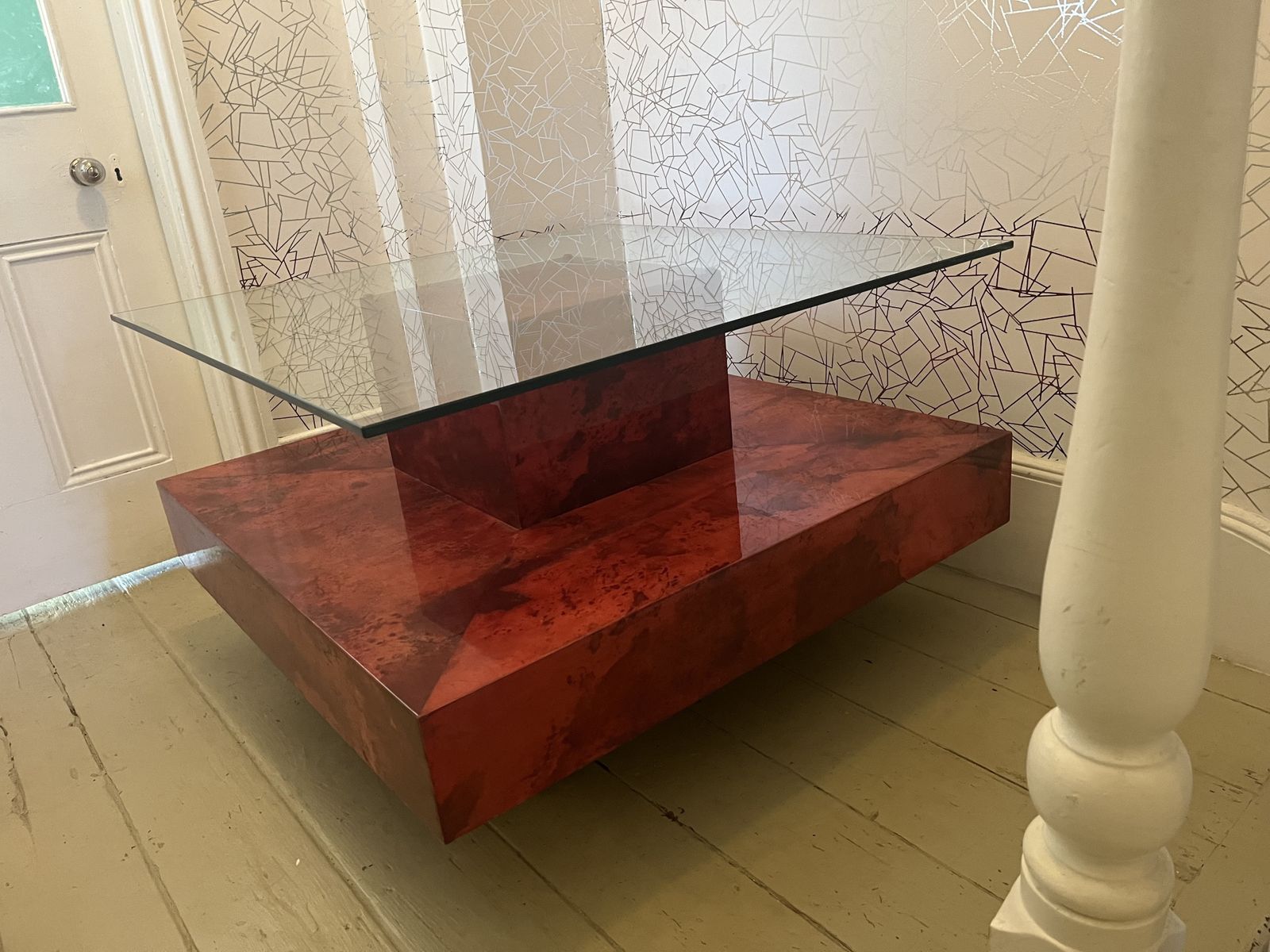 Stunning Red Parchment Centre Coffee Table C1960 By Aldo Tura photo Furniture
